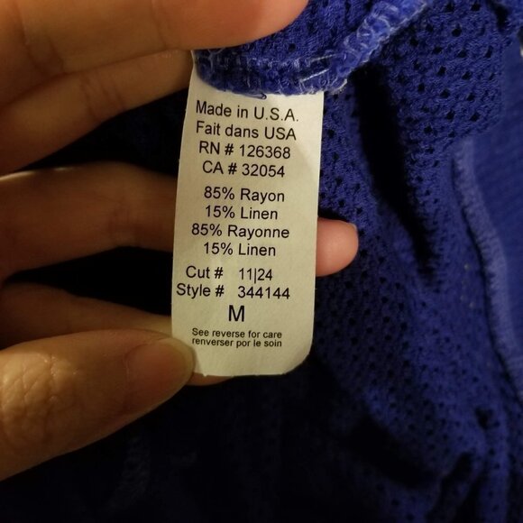 Anthropologie Left of Center Blue Open Knit 3/4 Sleeve Top Shirt Size Medium - Picture 5 of 5